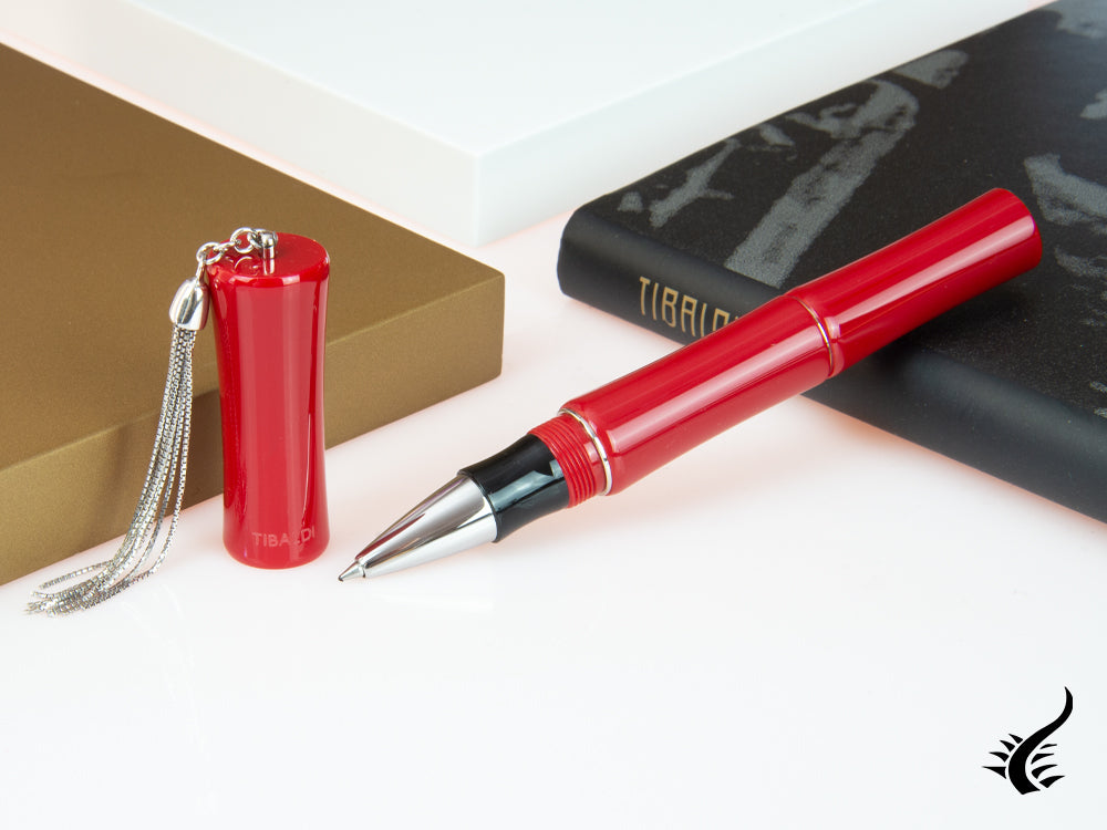 Tibaldi Bamboo Lipstick Red Rollerball pen, Resin, Red, Palladium, BMB-2226-RB