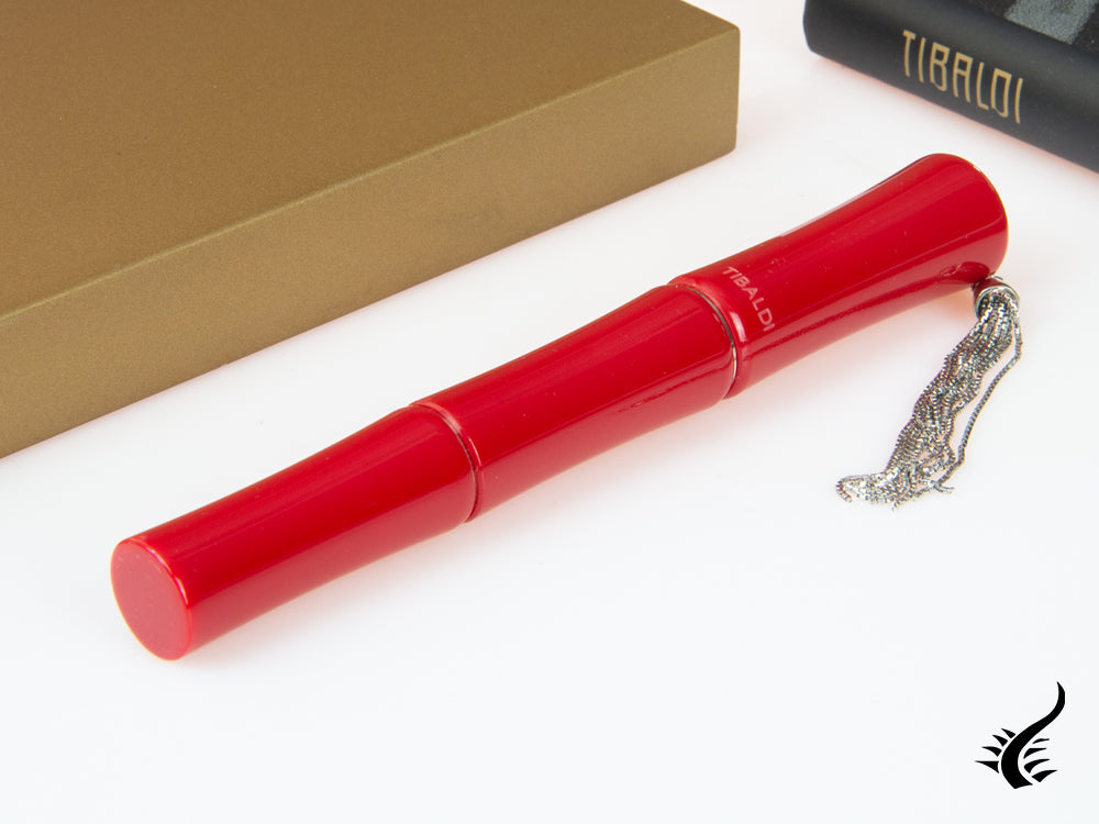 Tibaldi Bamboo Lipstick Red Rollerball pen, Resin, Red, Palladium, BMB-2226-RB