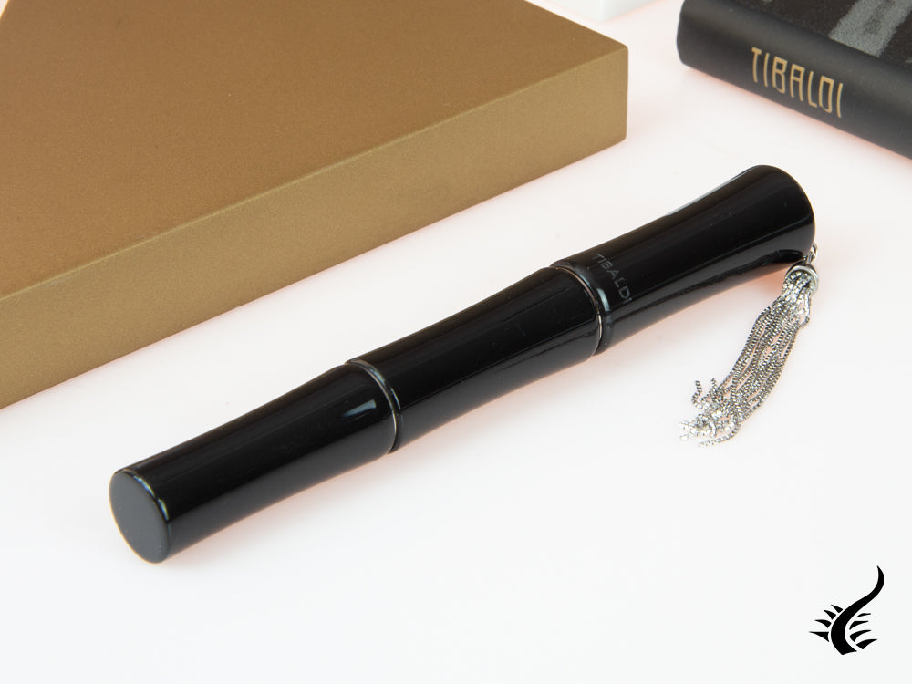 Tibaldi Bamboo Rich Black Fountain Pen, Palladium trim, BMB-237-FP