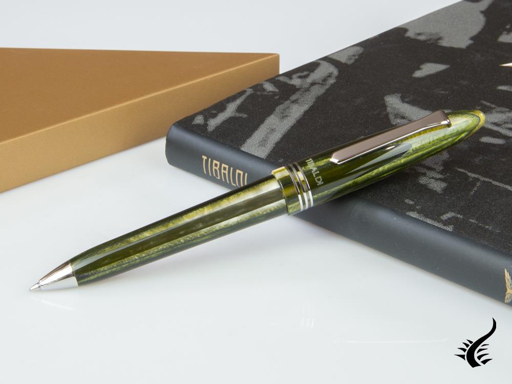 Tibaldi Bononia Martini Olive Ballpoint pen, Green, Palladium trim, BNN-73-BP