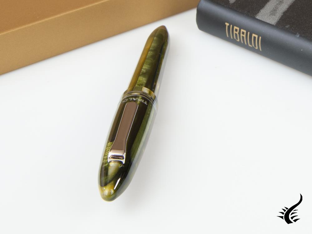 Tibaldi Bononia Martini Olive Ballpoint pen, Green, Palladium trim, BNN-73-BP