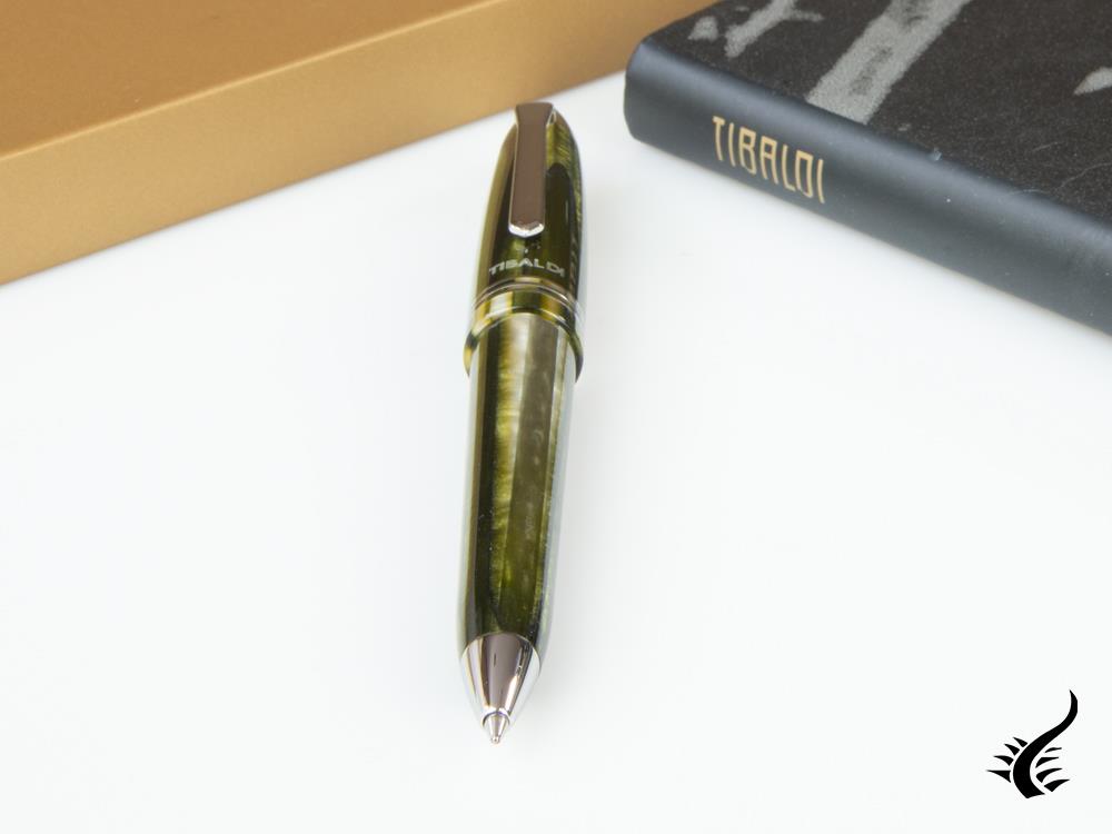 Tibaldi Bononia Martini Olive Ballpoint pen, Green, Palladium trim, BNN-73-BP