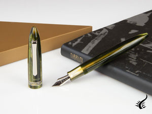 Stylo plume Tibaldi Bononia Martini Olive, finition palladium, BNN-73-FP