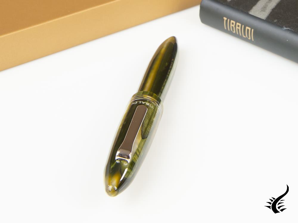 Tibaldi Bononia Martini Olive Fountain Pen, Palladium trim, BNN-73-FP