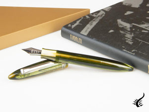 Stylo plume Tibaldi Bononia Martini Olive, finition palladium, BNN-73-FP