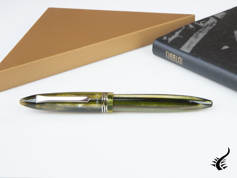 Tibaldi Bononia Martini Olive Rollerball pen, Resin, Green, Palladium, BNN-73-RB