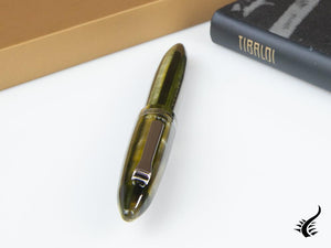 Stylo roller Tibaldi Bononia Martini Olive, résine, vert, palladium, BNN-73-RB