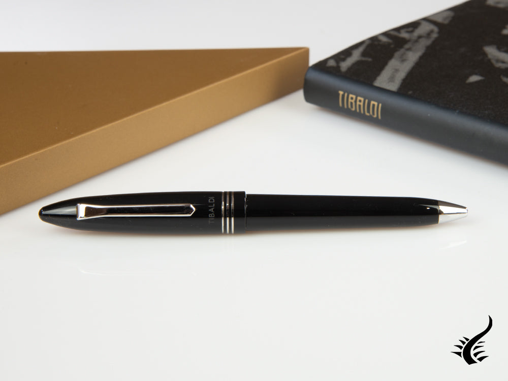 Tibaldi Bononia Rich Black Ballpoint pen, Black, Palladium trim, BNN-237-BP