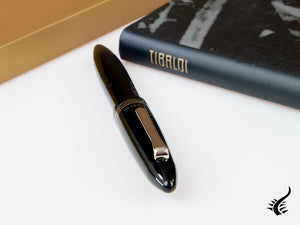 Tibaldi Bononia Rich Black Fountain Pen, Palladium trim, BNN-237-FP