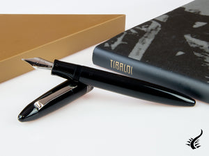 Tibaldi Bononia Rich Black Fountain Pen, Palladium trim, BNN-237-FP