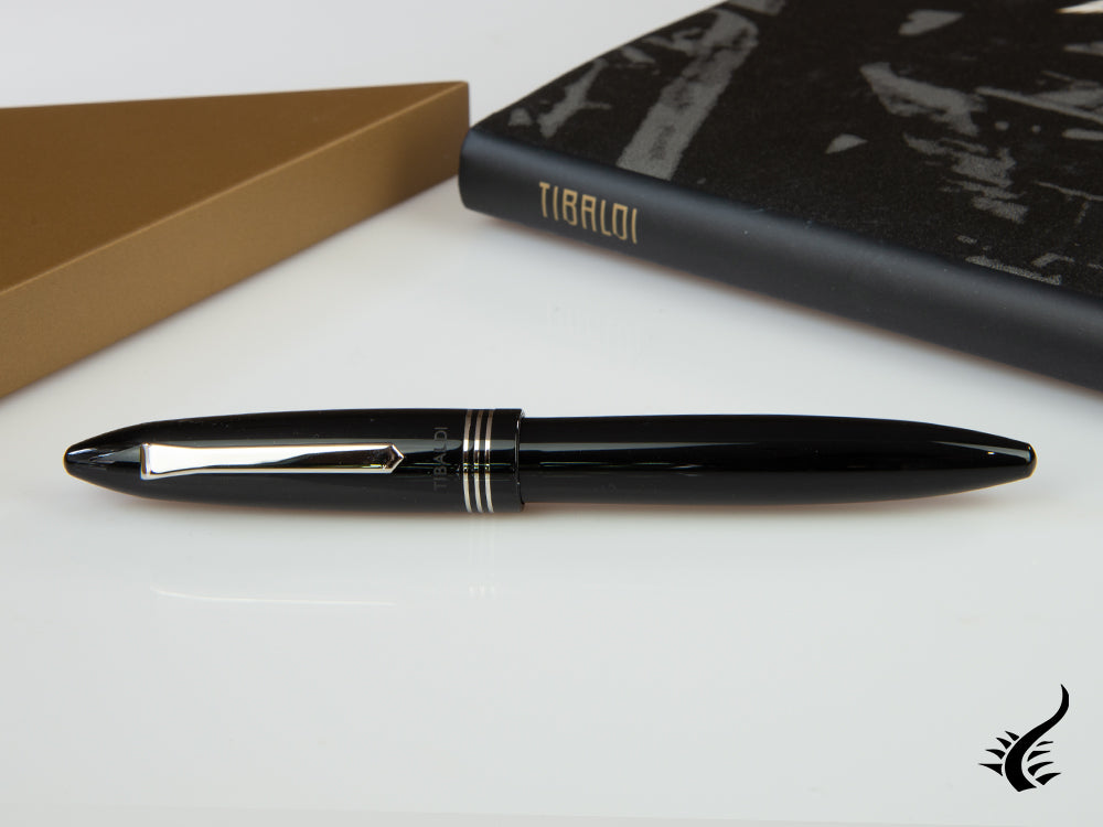 Tibaldi Bononia Rich Black Rollerball pen, Resin, Black, Palladium, BNN-237-RB