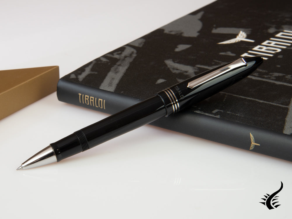 Tibaldi Bononia Rich Black Rollerball pen, Resin, Black, Palladium, BNN-237-RB