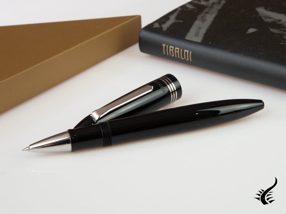 Tibaldi Bononia Rich Black Rollerball pen, Resin, Black, Palladium, BNN-237-RB