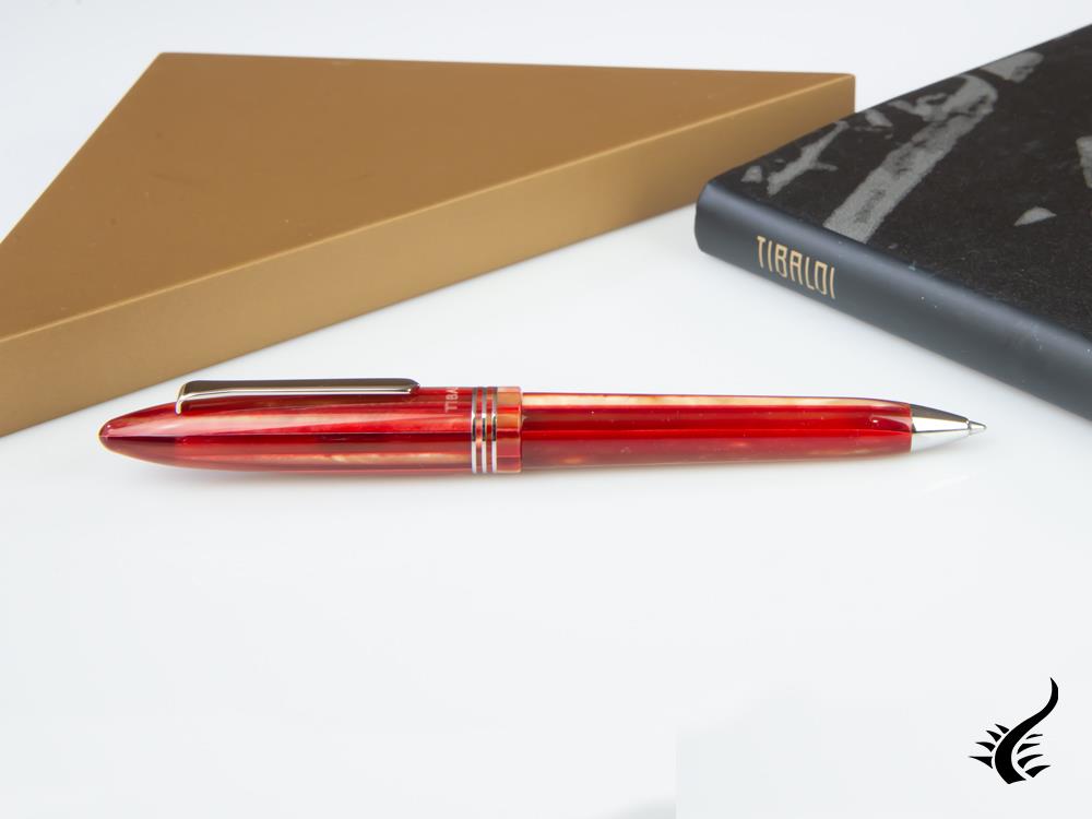 Tibaldi Bononia Seashell Mist Ballpoint pen, Red, Palladium trim, BNN-72-BP