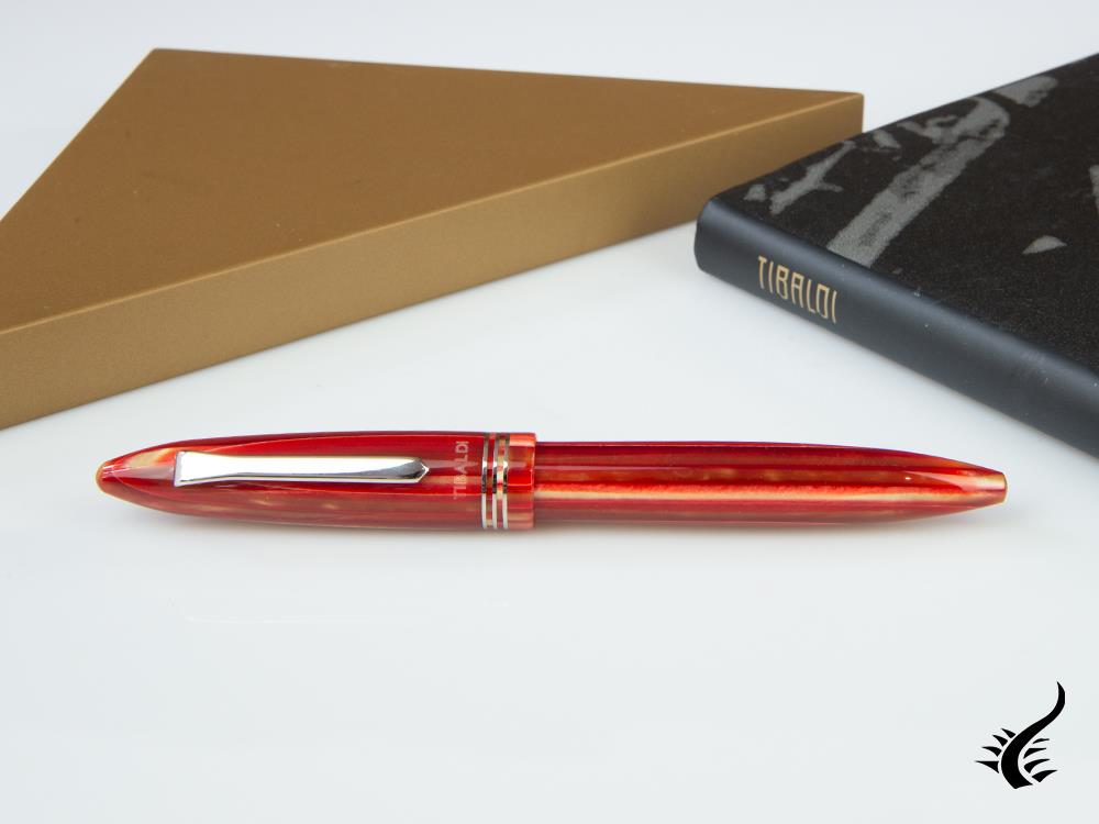 Tibaldi Bononia Seashell Mist Rollerball pen, Resin, Red, Palladium, BNN-72-RB