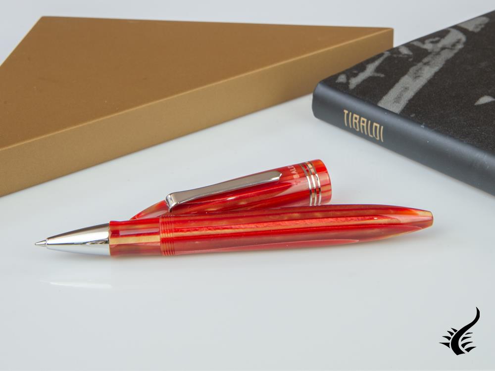 Tibaldi Bononia Seashell Mist Rollerball pen, Resin, Red, Palladium, BNN-72-RB