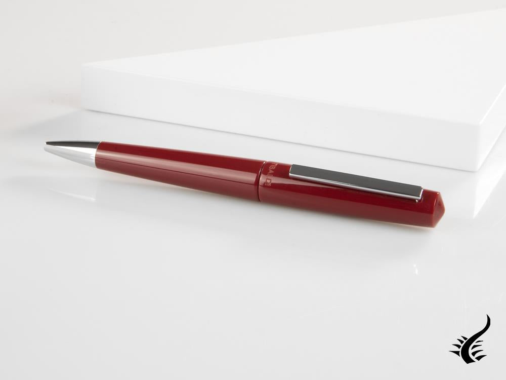 Stylo bille Tibaldi Infrangibile, Résine, Rouge profond, Acier, INFR-2640-BP