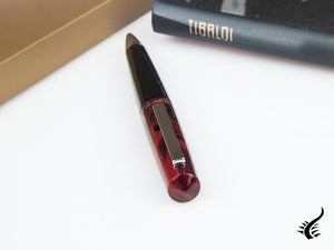 Stylo bille Tibaldi Infrangibile Mauve Rouge, Résine, Noir, INFR-326-BP