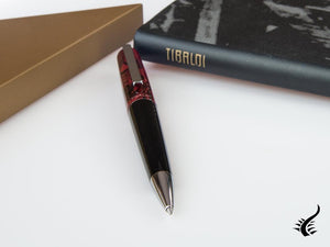 Stylo bille Tibaldi Infrangibile Mauve Rouge, Résine, Noir, INFR-326-BP