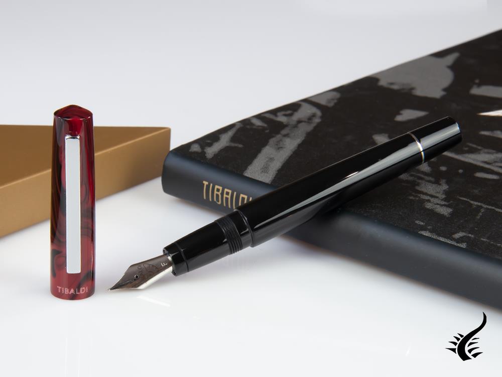 Tibaldi Infrangibile Mauve Red Fountain Pen, Resin, Black, INFR-326-FP