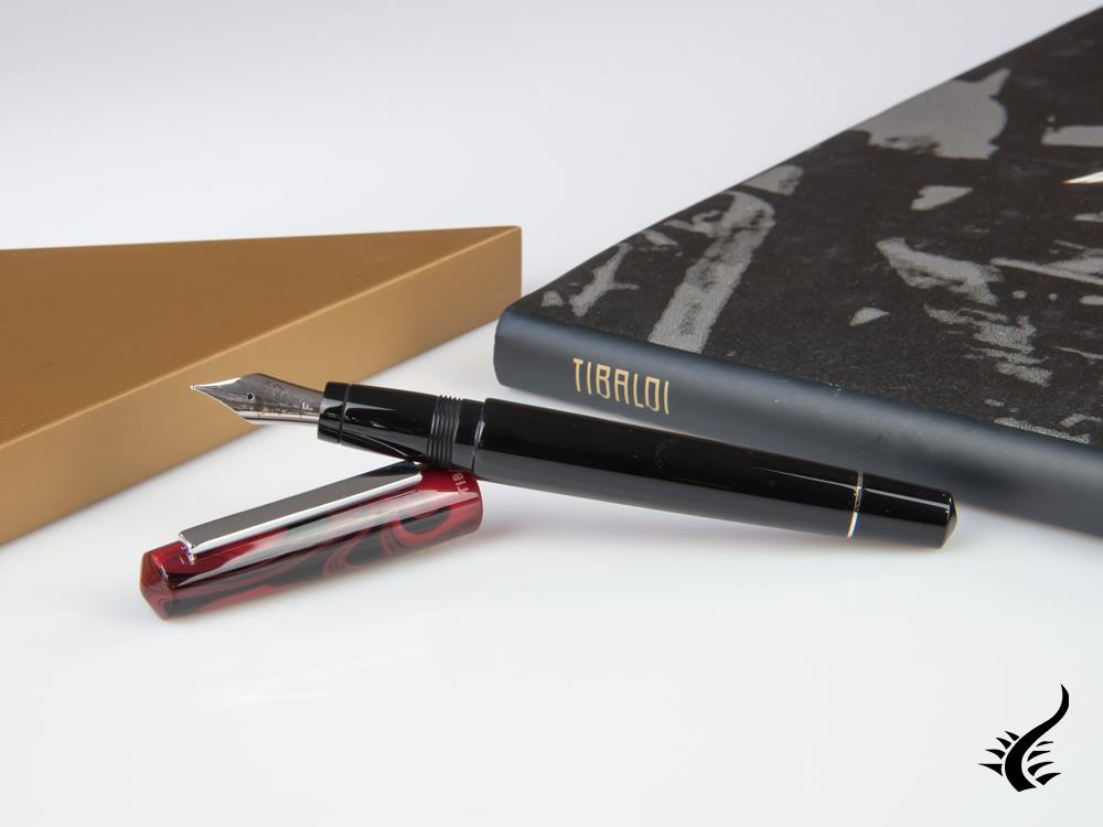 Tibaldi Infrangibile Mauve Red Fountain Pen, Resin, Black, INFR-326-FP