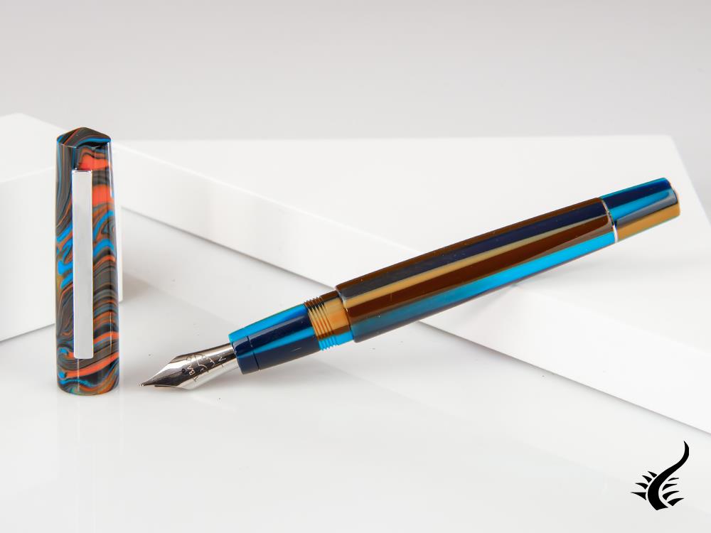 Tibaldi Infrangibile Peacock Blue Fountain Pen, Resin, Blue, INFR-358-FP