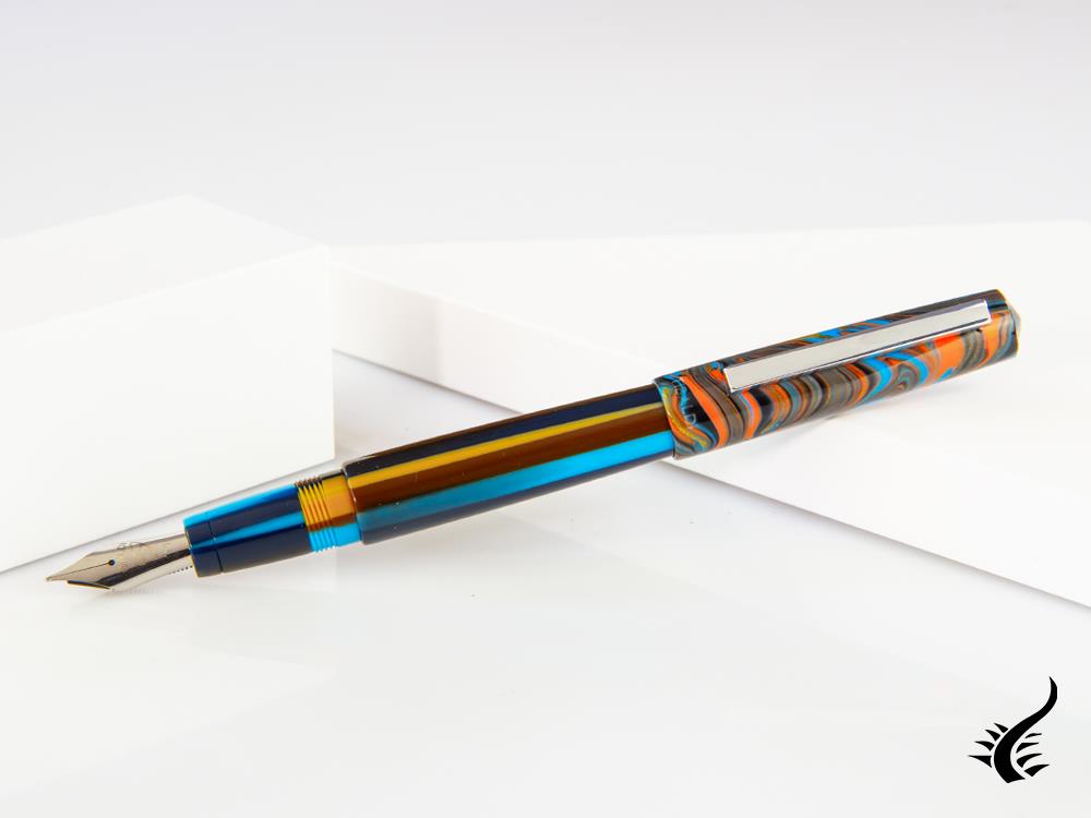 Tibaldi Infrangibile Peacock Blue Fountain Pen, Resin, Blue, INFR-358-FP