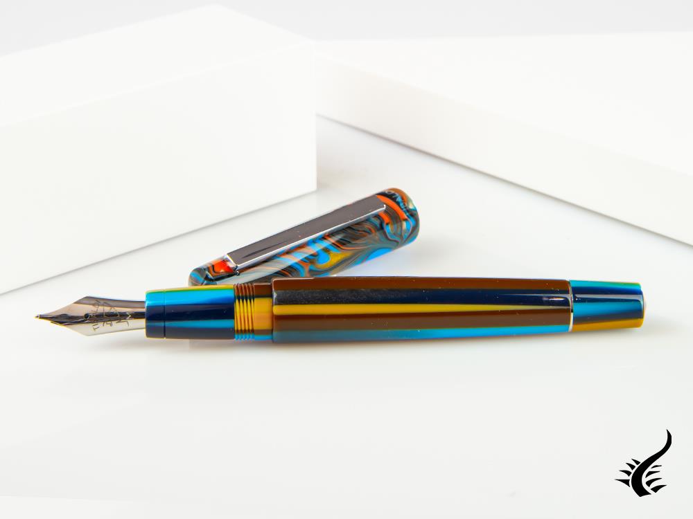 Tibaldi Infrangibile Peacock Blue Fountain Pen, Resin, Blue, INFR-358-FP