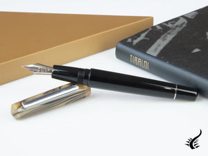 Stylo plume Tibaldi Infrangibile gris taupe, résine, noir, INFR-324-FP