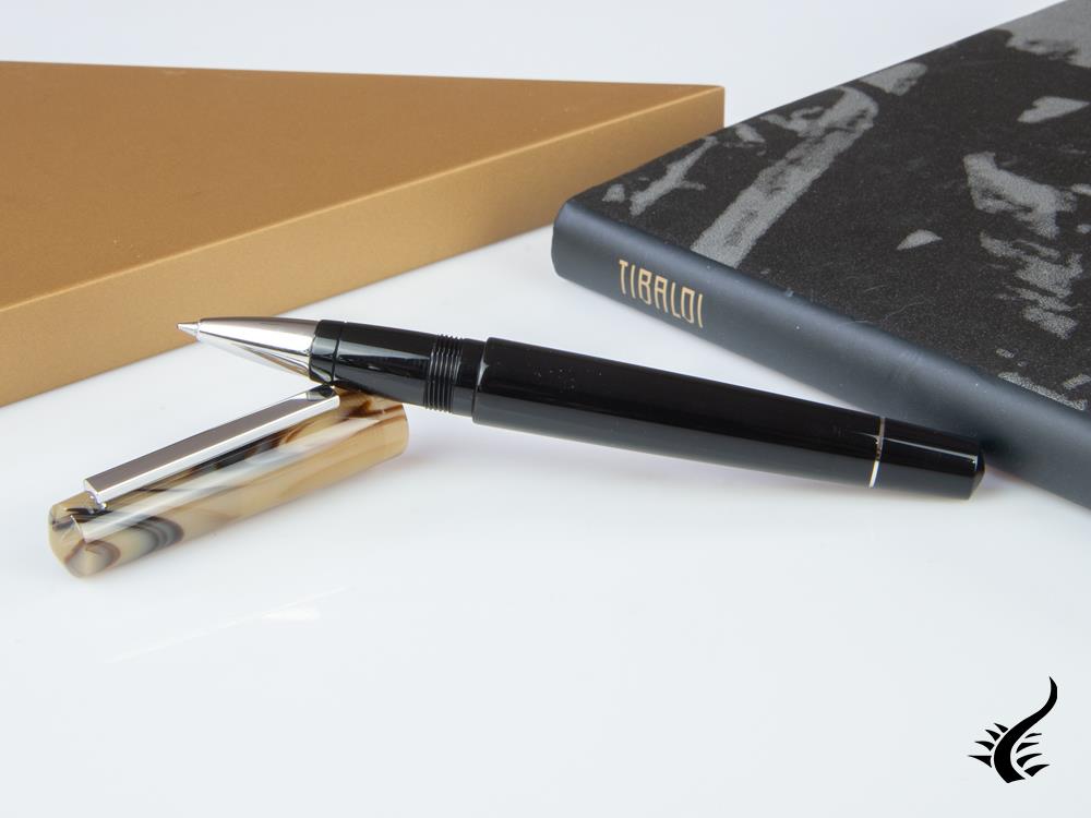 Stylo roller Tibaldi Infrangibile Gris Taupe, Résine, Noir, INFR-324-RB
