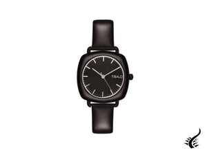 Montre à quartz pour femme Tibaldi, noire, 32 mm, bracelet en cuir, TMF-237-LT