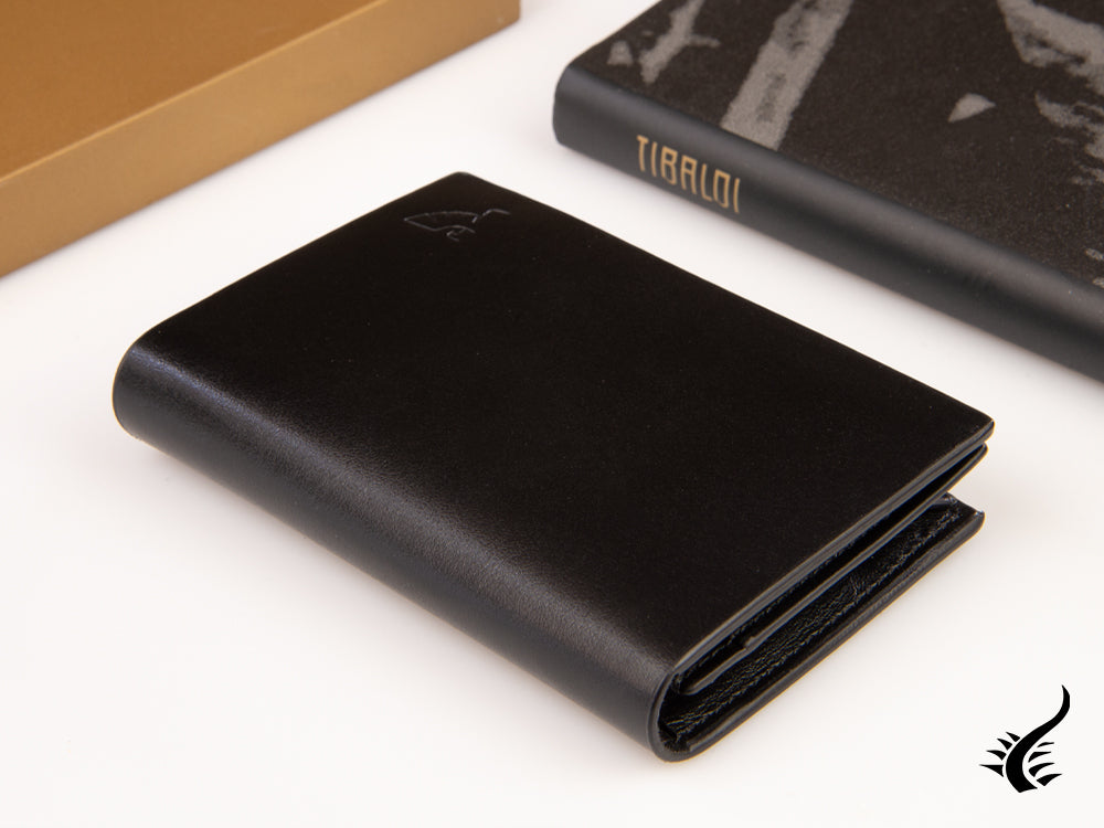 Tibaldi Leather Business Card Case, Leather, Cotton, Black, 6 Cards, LTM-BCC