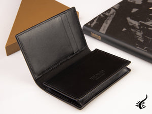 Tibaldi Leather Business Card Case, Leather, Cotton, Black, 6 Cards, LTM-BCC