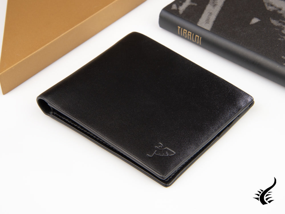 Tibaldi Leather Wallet, Black, Leather, Cotton, 6 Cards, LTM-OWALL