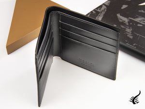 Tibaldi Leather Wallet, Black, Leather, Cotton, 6 Cards, LTM-OWALL