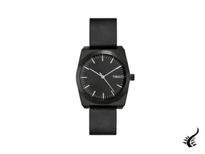 Montre à quartz Tibaldi pour homme, noire, 39 mm x 46 mm, bracelet en cuir, TMM-SS-LT