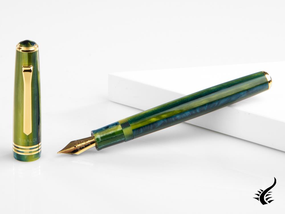 Stylo plume Tibaldi Nº60 Retro Zest, vert, attributs en or 18 carats, N60-99-FP