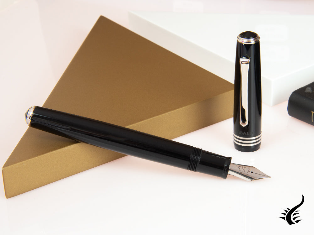 Tibaldi Nº60 Rich Black Fountain Pen, Black, Palladium trim, N60-237-FP