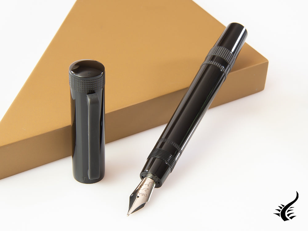 Tibaldi Perfecta Rich Black Fountain Pen, Palladium trim, PFC-237-FP