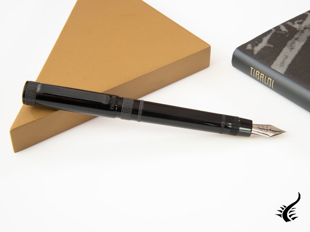 Tibaldi Perfecta Rich Black Fountain Pen, Palladium trim, PFC-237-FP