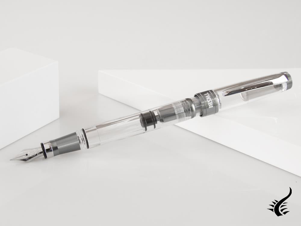 Twsbi Diamond 580 AL R Nickel Gray Fountain Pen, Transparent, M7447070