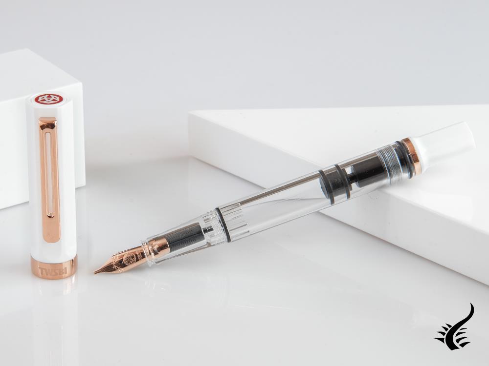 Twsbi Eco White Rose Gold Fountain Pen, Plastic, Transparent, M7447720