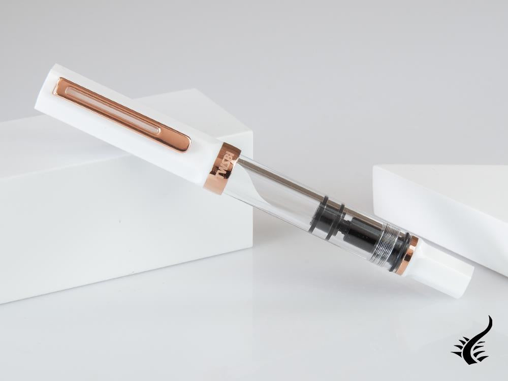 Twsbi Eco White Rose Gold Fountain Pen, Plastic, Transparent, M7447720