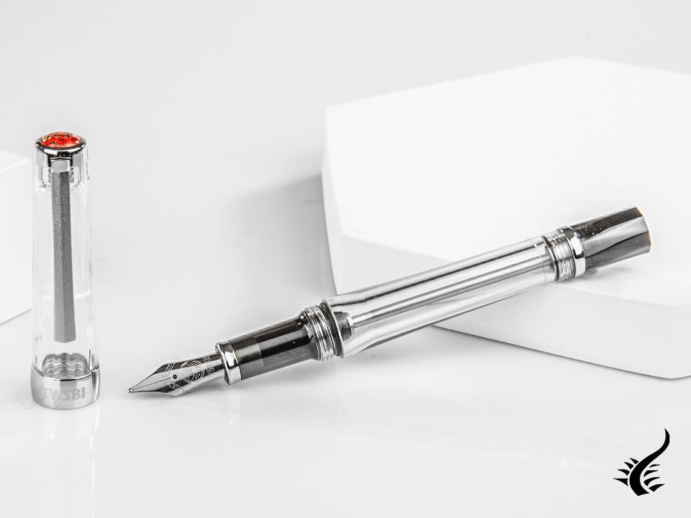 Twsbi VAC 700R Clear Fountain Pen, Resin, Metal, Transparent/Black