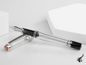 Stylo plume transparent Twsbi VAC 700R, résine, métal, transparent/noir