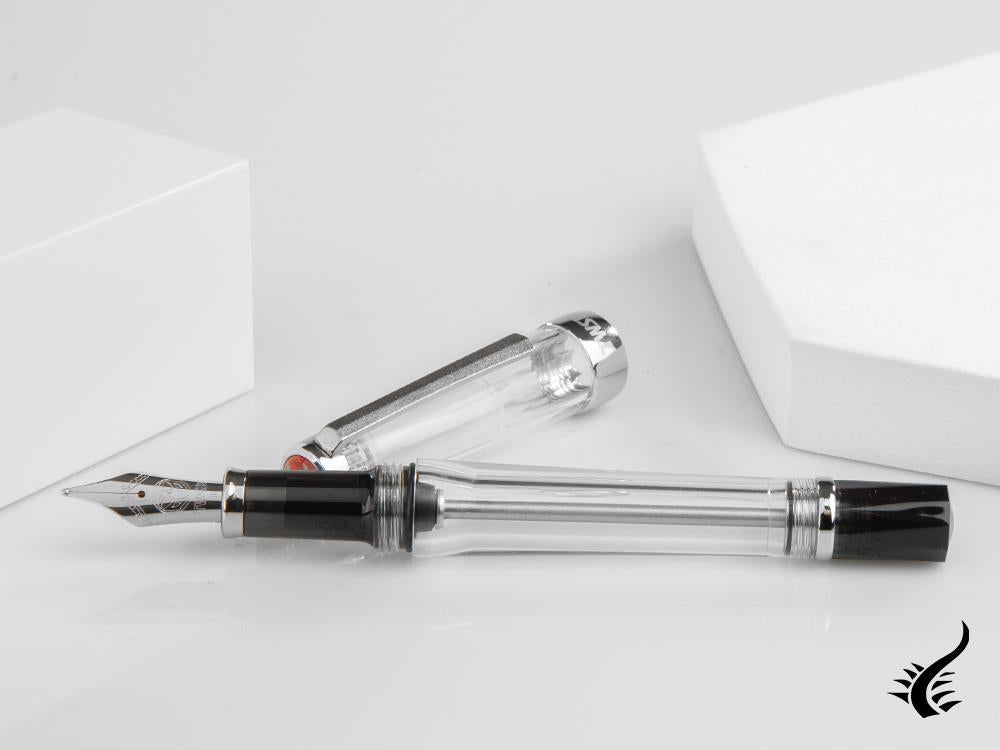 Twsbi VAC 700R Clear Fountain Pen, Resin, Metal, Transparent/Black