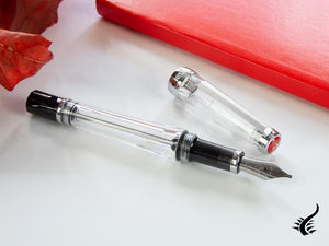 Stylo plume transparent Twsbi VAC 700R, résine, métal, transparent/noir