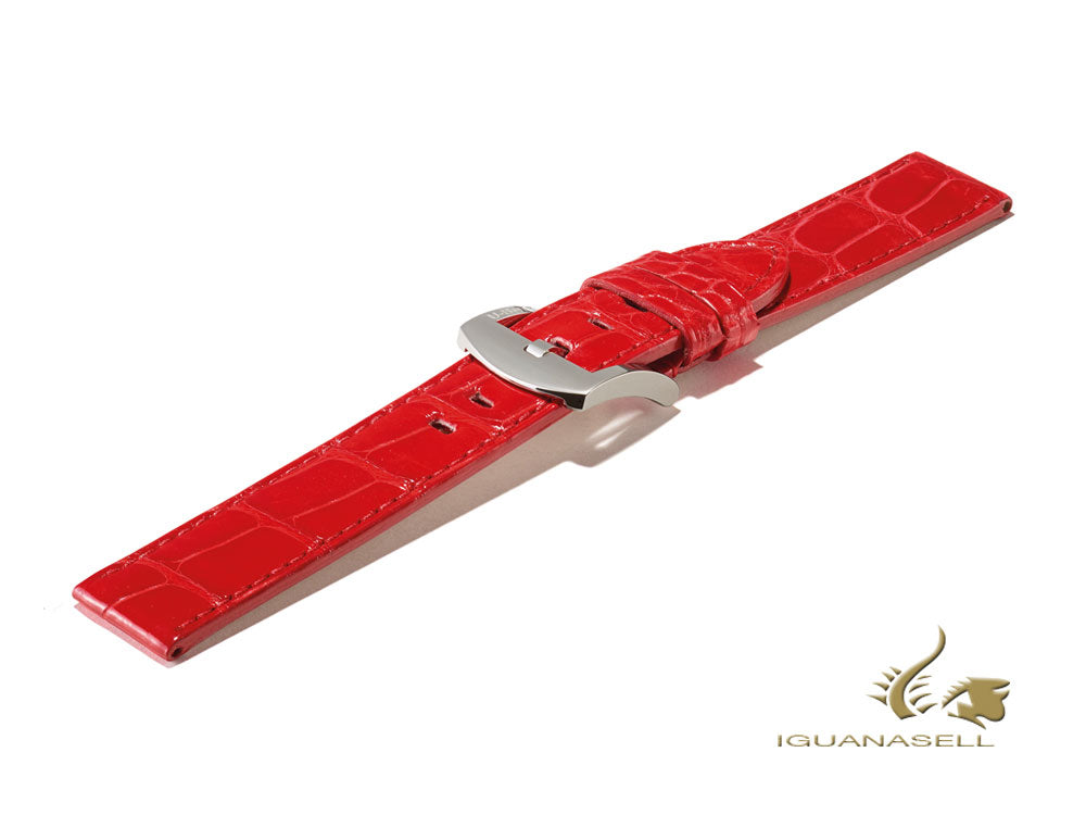 Bracelet pour accessoires U-Boat, Alligator, Rouge, 18 mm, Acier inoxydable, 7220