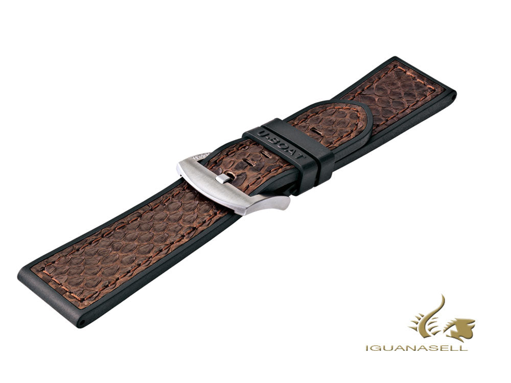 U-Boat Accesorios Strap, Python Leather, Rubber, Brown, 23 mm., 5517