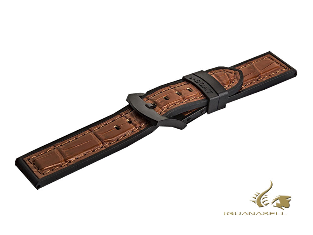 Bracelet pour accessoires de sous-marin, caoutchouc, alligator, marron, 26 mm, 1926